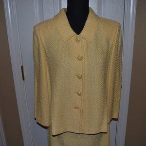 St. John suit Jacket [size 12] and Skirt [size 10] Yellow with porcelain buttons